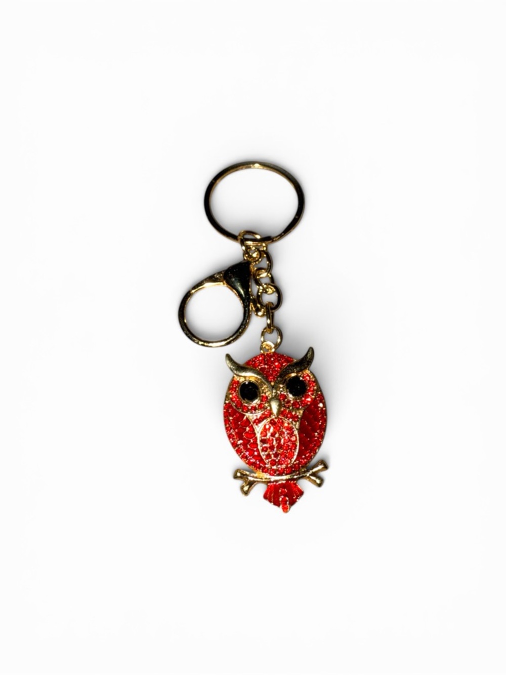 Red Owl Sparkly Keychain Pendant
